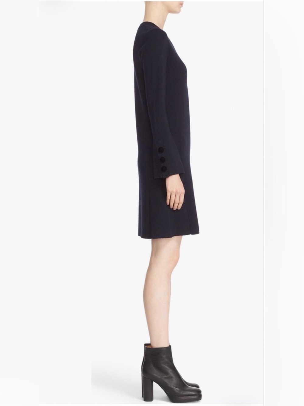 Pre-loved See by Chloé Long Sleeve Knit Wool
Shift Dress, L (U.S. 8), Navy Blue - Picture 5 of 6
